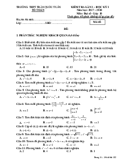 Đề kiểm tra Đại số 10 chương 3 năm học 2017 – 2018 trường THPT Trần Quốc Tuấn – Kon Tum
