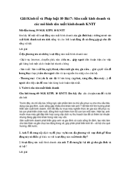 Giải Kinh tế và Pháp luật 10 Bài 7: Sản xuất kinh doanh và các mô hình sản xuất kinh doanh KNTT