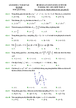 Đề khảo sát cuối năm Toán 12 năm 2022 – 2023 sở GD&ĐT Hà Nam