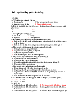 Câu hỏi trắc nghiệm ôn tập môn Tổng quát viễn thông có đáp án cho 6 chương