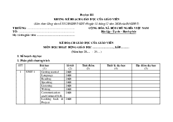 Kế hoạch giáo dục Tiếng Anh 11 Global success