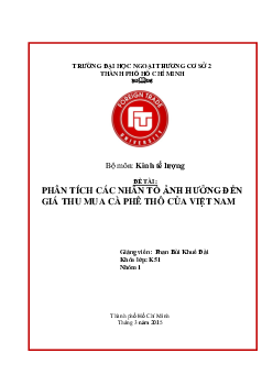 Tổng hợp những bài tiểu luận môn Kinh tế lượng của nhiều trường