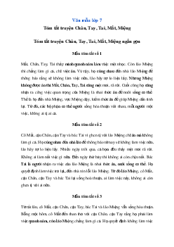 Tóm tắt truyện Chân, Tay, Tai, Mắt, Miệng (13 mẫu) | Văn mẫu lớp 7 Chân trời sáng tạo