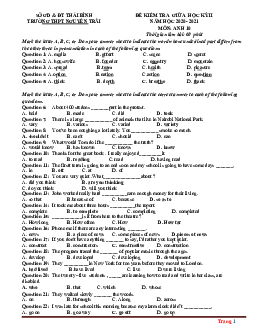 Đề thi giữa học kỳ 2 Tiếng Anh 10 trường THPT Nguyễn Trãi (có đáp án)