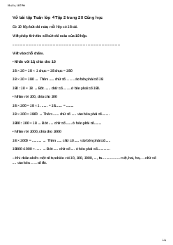 Vở bài tập Toán lớp 4 Bài 45: Nhân với 10, 100, 1000, ... Chia cho 10, 100, 1000, ... Chân trời sáng tạo