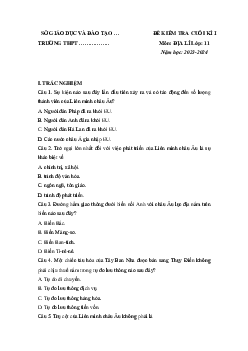 Đề thi học kì 1 môn Địa lí 11 năm 2023 - 2024 sách Kết nối tri thức với cuộc sống | Đề 2