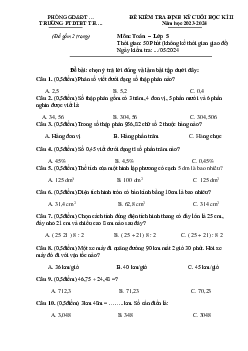 Đề thi học kì 2 môn Toán lớp 5 năm 2024 - Đề 5