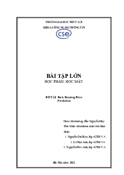 Báo cáo bài tập kết thúc học phần học máy | Công nghệ thông tin | Trường Đại học Thủy Lợi