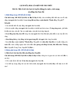 Bài 26: Một số nét văn hoá và truyền thống yêu nước, cách mạng của đồng bào Nam Bộ Kết nối tri thức