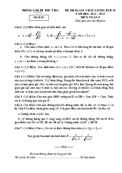 Đề khảo sát đợt 2 Toán 9 năm 2022 – 2023 phòng GD&ĐT Đức Thọ – Hà Tĩnh