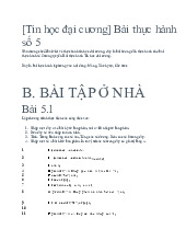 Bài thực hành Bài 5 Giải bài tập về mảng và chuỗi | Môn Tin học đại cương - Đại học Bách Khoa Hà Nội