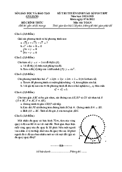 Đề tuyển sinh lớp 10 THPT môn Toán năm 2022 – 2023 sở GD&ĐT An Giang