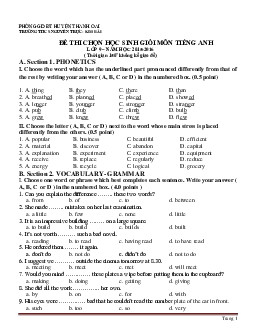 Đề thi chọn học sinh giỏi lớp 9 môn Tiếng Anh Đề 4 (có lời giải)