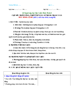 Giáo án Toán 2 | Ôn tập bảng cộng sách Chân trời sáng tạo (cả năm) | Tiết 1