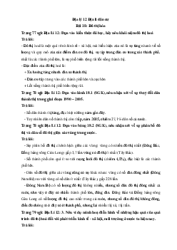 Giải bài tập SBT Địa Lý 12 bài 18: Đô thị hóa