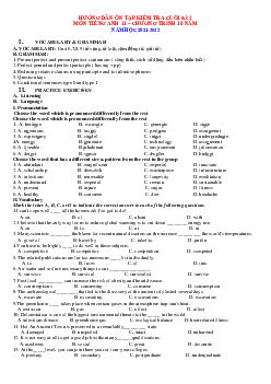 Đề cương ôn tập Tiếng Anh 11 HK2 (Hệ 10 năm) 2022