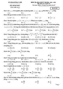 Đề kiểm tra học kì 2 Toán 12 năm 2020 – 2021 sở GDKHCN Bạc Liêu