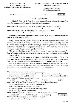 Đề thi thử vào 10 môn tiếng Anh huyện Đông Anh, Hà Nội năm 2023