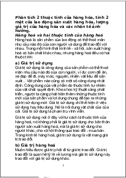 Phân tích 2 thuộc tính của hàng hóa