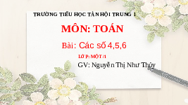 Giáo án điện tử Toán 1 Chương 1 Cánh diều: Các số 4,5,6
