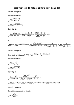 Toán 11 Bài 15: Giới hạn của dãy số Giải Toán 11 Kết nối - sách Kết Nối Tri Thức
