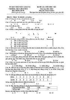 Đề cuối học kì 1 Toán 6 năm 2022 – 2023 trường THCS Phú Thọ – TP HCM