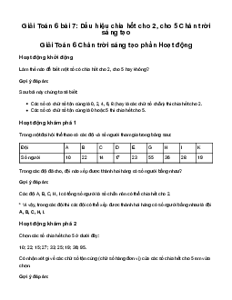 Giải Toán 6 Bài 7: Dấu hiệu chia hết cho 2, cho 5 sách Chân Trời Sáng Tạo