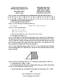 Đề thi HK2 Toán 7 năm 2019 – 2020 trường THCS Thăng Long – TP HCM