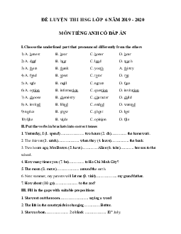 Đề thi thử học sinh giỏi lớp 6 môn tiếng Anh năm 2019 - 2020 số 5