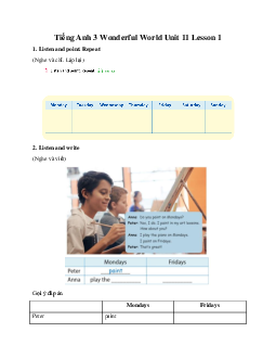 Giải BT Tiếng Anh 3 Wonderful World Unit 11 My day Lesson 1
