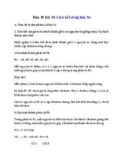 Hóa 10 Bài 13: Liên kết cộng hóa trị