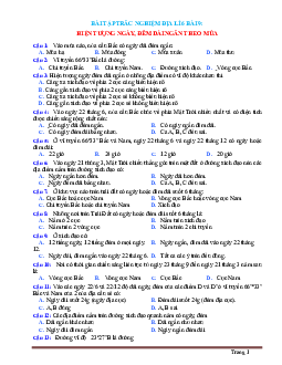 Trắc nghiệm Địa Lí 6 Bài 9: Hiện tượng ngày đêm dài ngắn theo mùa (có đáp án)
