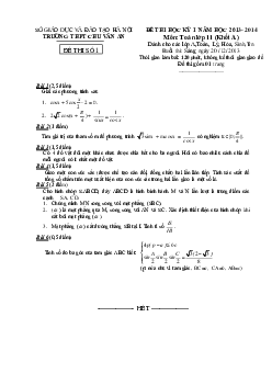 Đề thi HK1 lớp 11 ban nâng cao trường Chu Văn An – Hà Nội 2013 – 2014