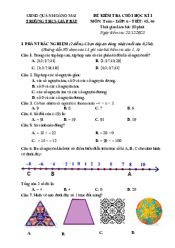 Đề cuối học kì 1 Toán 6 năm 2023 – 2024 trường THCS Giáp Bát – Hà Nội