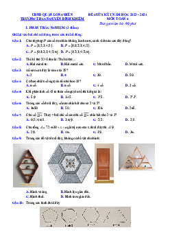 Đề giữa kỳ 1 Toán 6 năm 2023 – 2024 trường THCS Nguyễn Bỉnh Khiêm – Hà Nội