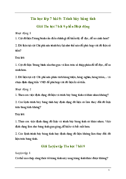 Bài 9: Trình bày bảng tính | Giải Tin học lớp 7 sách Kết nối tri thức