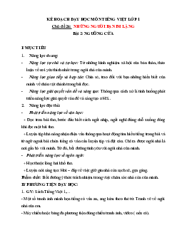 Chủ đề 26: Những người bạn im lặng | Bài 2 | Giáo án Tiếng Việt 1 bộ sách Chân trời sáng tạo