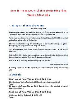 Soạn bài Trang 8, 9, 10 Lễ chào cờ đặc biệt | Tiếng Việt lớp 3 Cánh diều