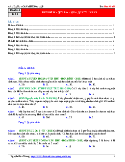 Các dạng toán quy tắc đếm, hoán vị, chỉnh hợp, tổ hợp thường gặp