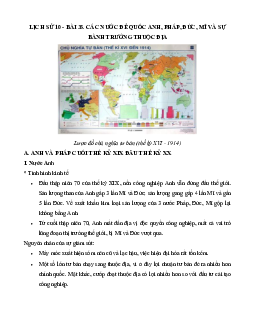 Lịch sử 10 bài 35: Các nước đế quốc Anh, Pháp, Đức, Mĩ và sự bành trướng thuộc địa