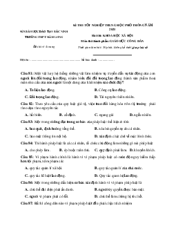 Đề thi thử THPT Quốc gia 2021 môn GDCD trường Hàm Long, Bắc Ninh (có đáp án)