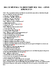 Top 300 câu hỏi trắc nghiệm môn Triết học Mác - Lênin | Trường Đại học Kinh tế, Đại học Quốc gia Hà Nội