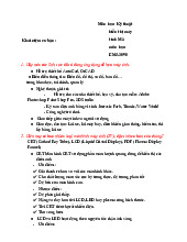 Đáp án tham khảo Nội dung ôn tập Kỹ Thuật Hiển Thị Máy Tính | Trường Đại học Công nghệ, Đại học Quốc gia Hà Nội