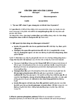Lý thuyết ôn tập vấn đáp môn Hóa sinh có gợi ý trả lời