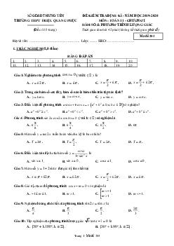 Đề kiểm tra ĐS và GT 11 chương 1 năm 2019 – 2020 trường Triệu Quang Phục – Hưng Yên