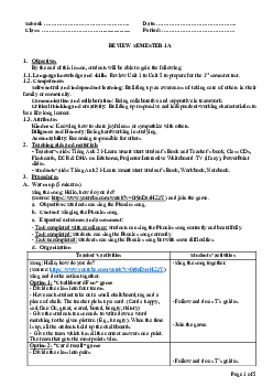 Giáo án Tiếng Anh 2 sách i-Learn Smart Start (Cả năm) | Semester 1A