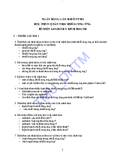 Câu hỏi ôn tập | Quản trị chuỗi cung ứng | Đại học Thương mại