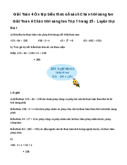 Giải Toán lớp 4 Bài 9: Ôn tập biểu thức số | chân trời sáng tạo