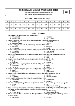 Đề thi giữa kỳ môn Lập trình mạng | Đại học Bách khoa Hà Nội