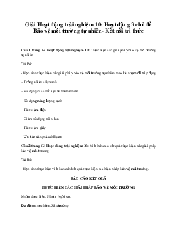 Giải Hoạt động trải nghiệm 10: Hoạt động 3 chủ đề 8 Kết Nối Tri Thức